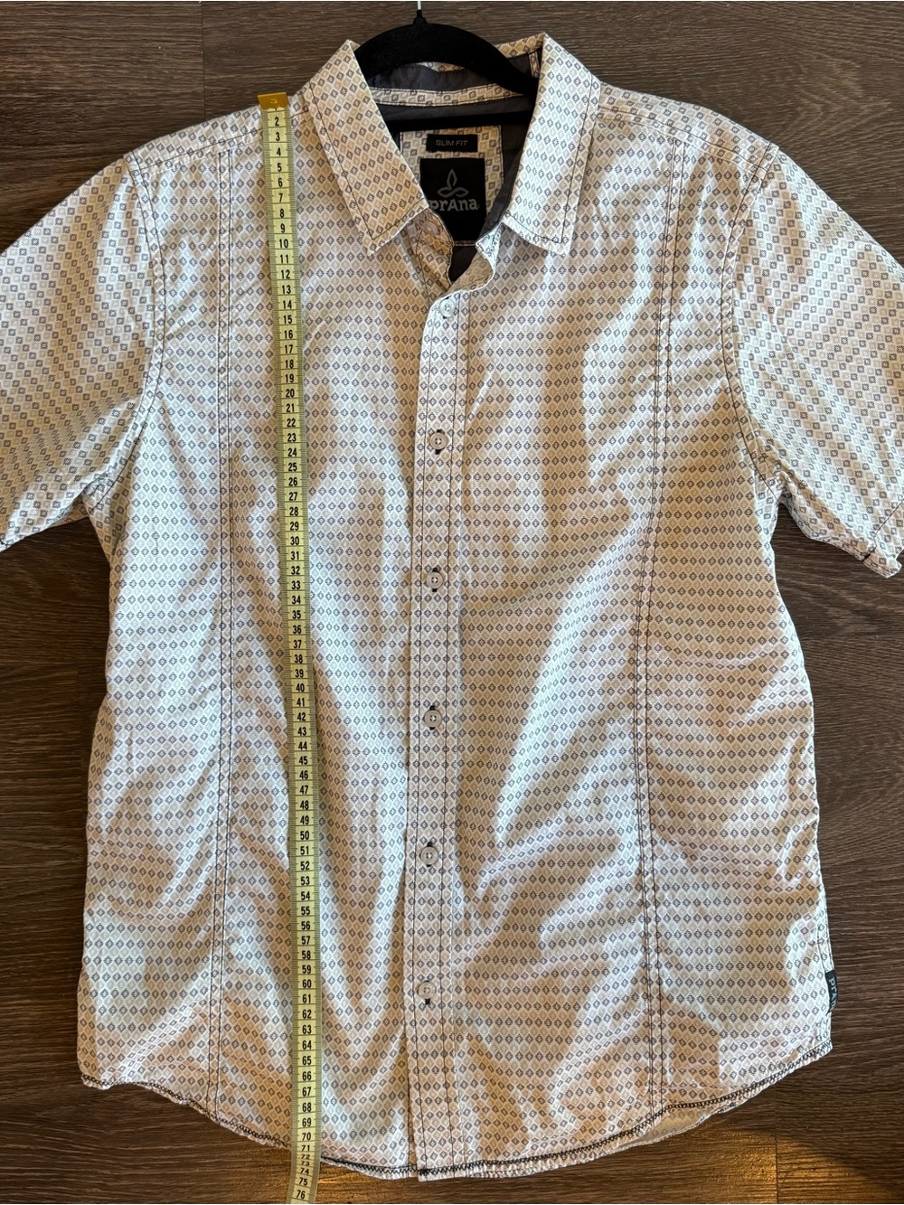 Prana Men’s White Short Sleeve Geo Print Button-Down Shirt - Picture 5 of 8
